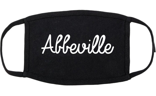 Abbeville Louisiana LA Script Cotton Face Mask Black