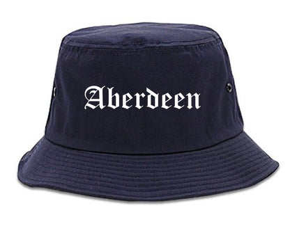 Aberdeen North Carolina NC Old English Mens Bucket Hat Navy Blue