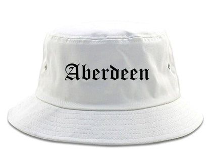 Aberdeen Washington WA Old English Mens Bucket Hat White