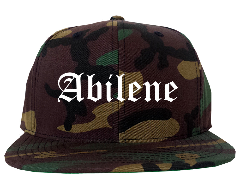 Abilene Kansas KS Old English Mens Snapback Hat Army Camo