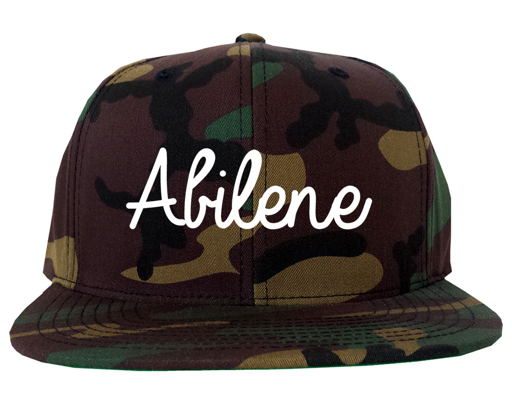 Abilene Texas TX Script Mens Snapback Hat Army Camo