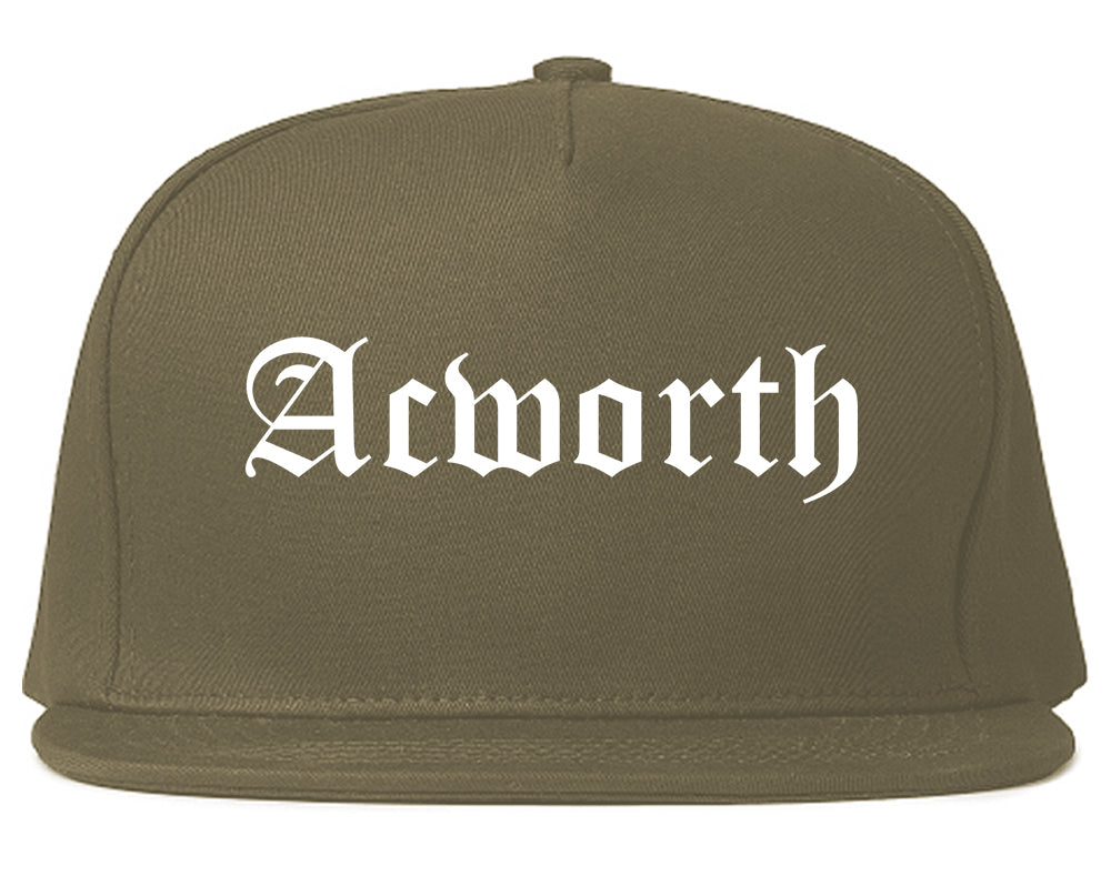 Acworth Georgia GA Old English Mens Snapback Hat Grey