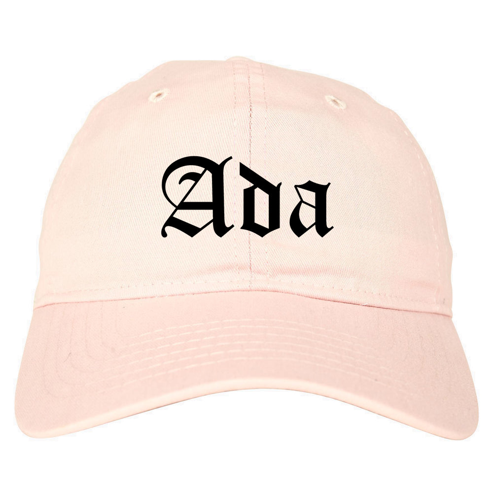 Ada Ohio OH Old English Mens Dad Hat Baseball Cap Pink