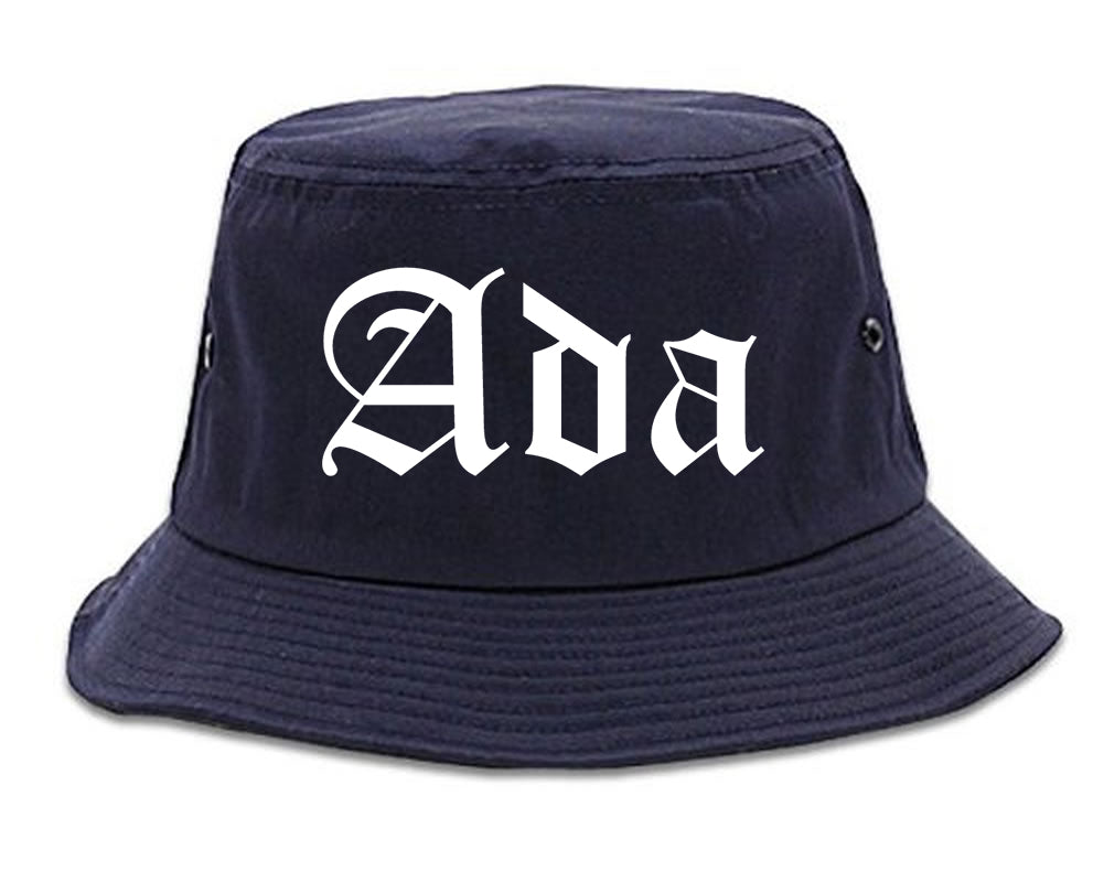 Ada Oklahoma OK Old English Mens Bucket Hat Navy Blue