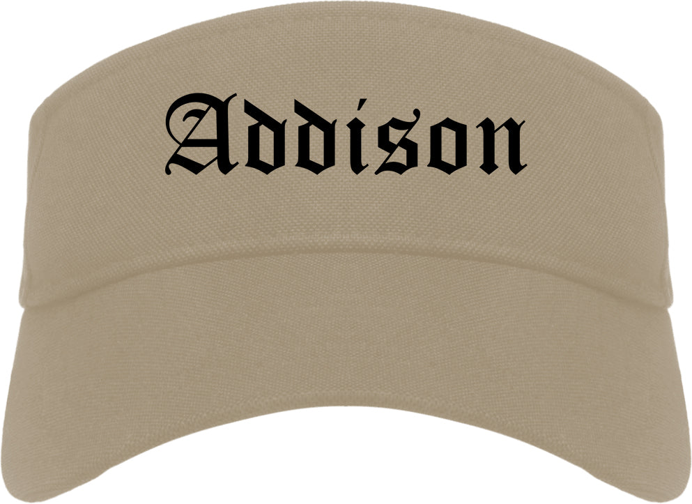 Addison Texas TX Old English Mens Visor Cap Hat Khaki