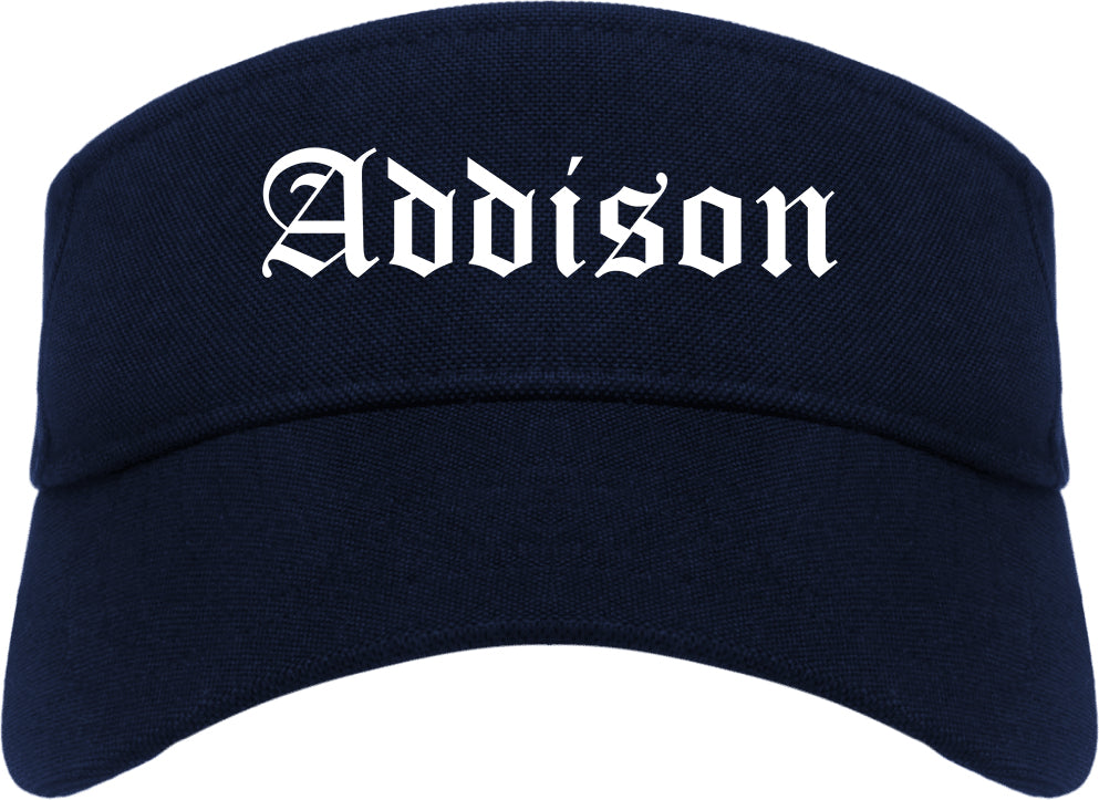 Addison Texas TX Old English Mens Visor Cap Hat Navy Blue
