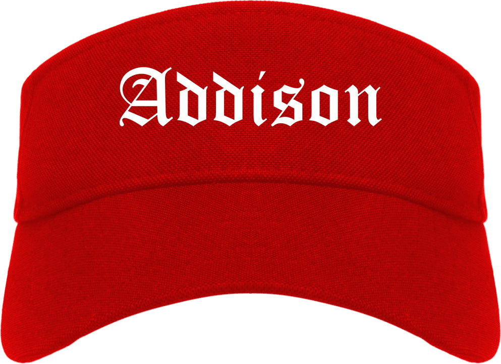 Addison Texas TX Old English Mens Visor Cap Hat Red