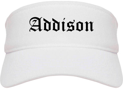 Addison Texas TX Old English Mens Visor Cap Hat White