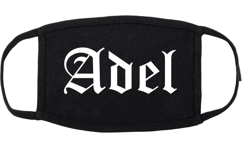 Adel Iowa IA Old English Cotton Face Mask Black