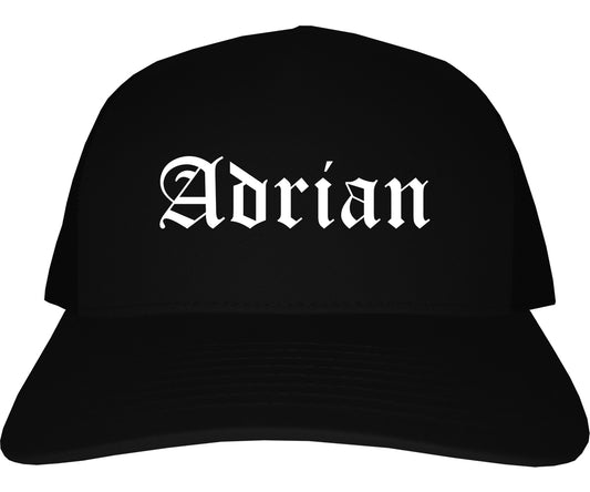Adrian Michigan MI Old English Mens Trucker Hat Cap Black