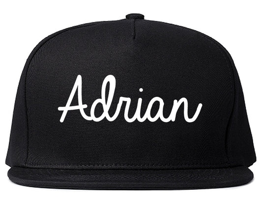 Adrian Michigan MI Script Mens Snapback Hat Black