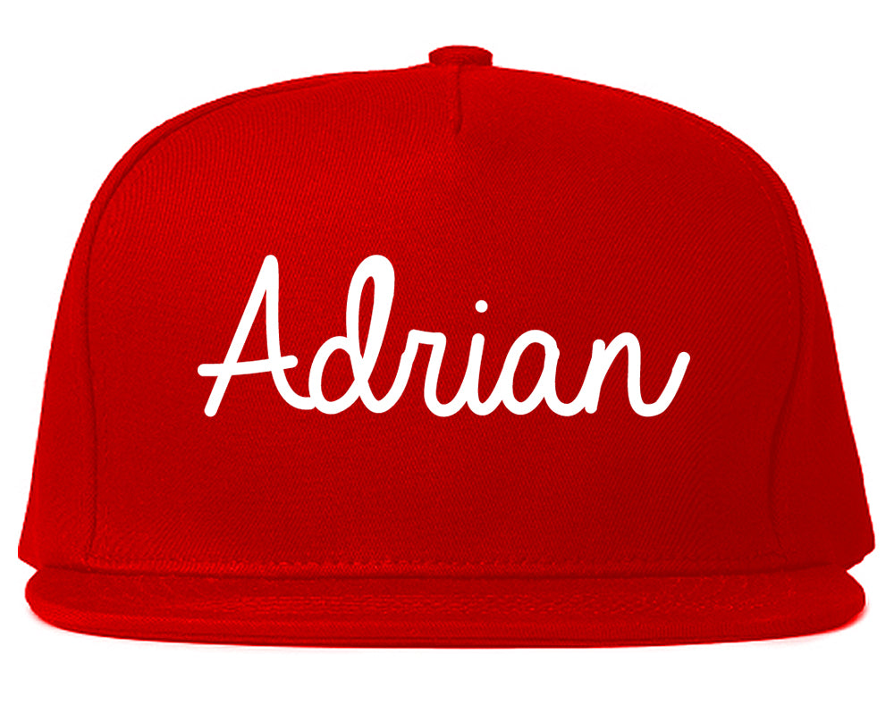 Adrian Michigan MI Script Mens Snapback Hat Red