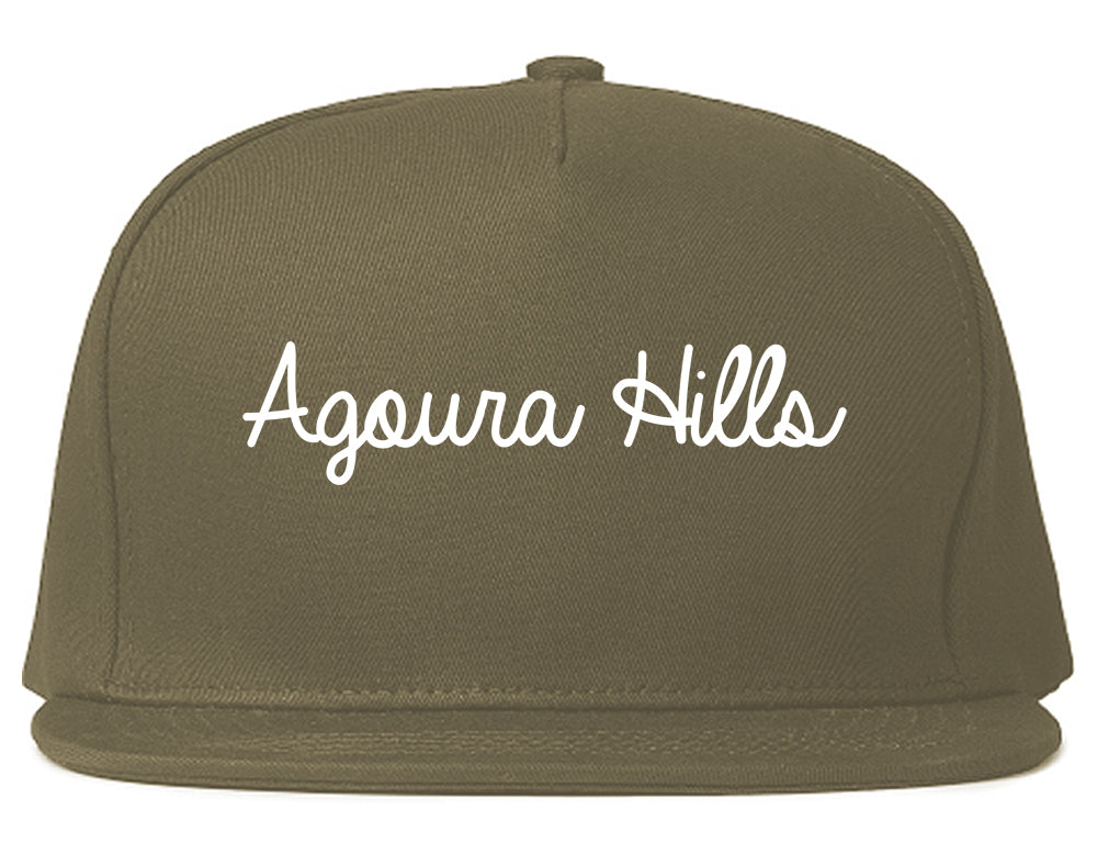 Agoura Hills California CA Script Mens Snapback Hat Grey