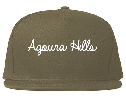 Agoura Hills California CA Script Mens Snapback Hat Grey