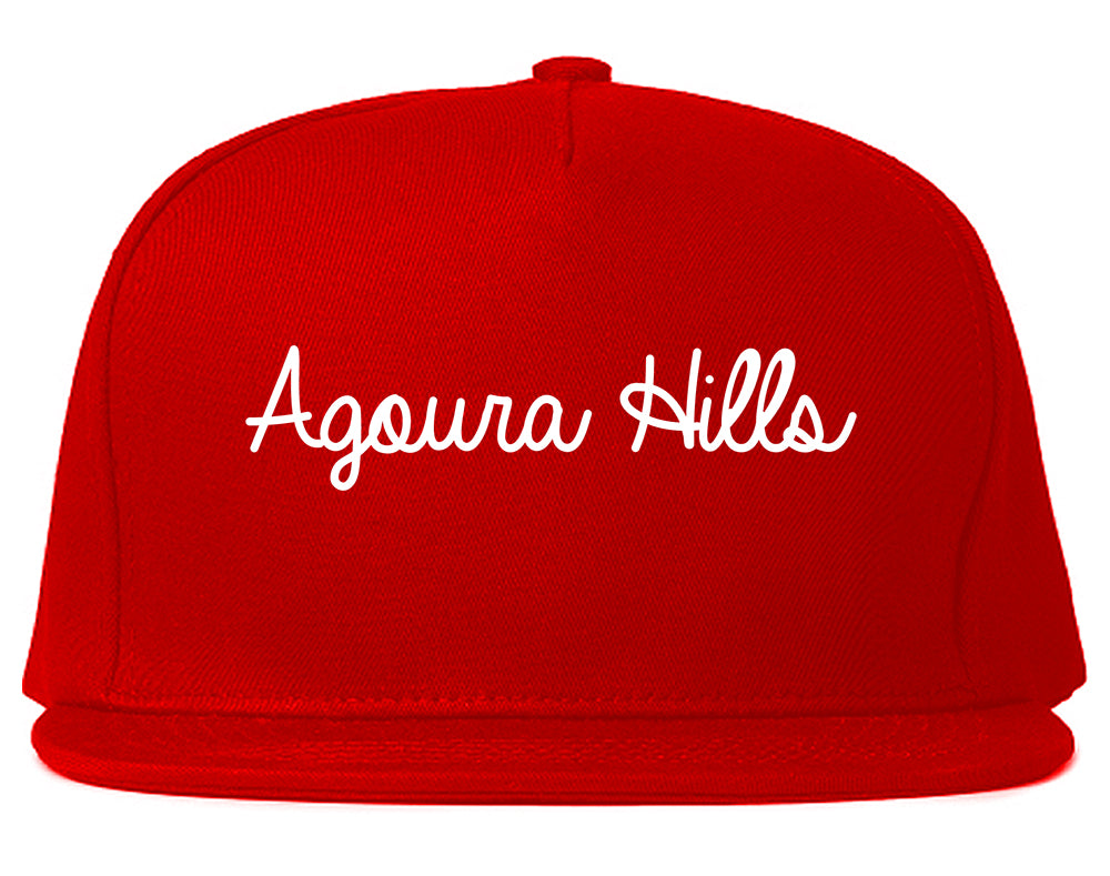 Agoura Hills California CA Script Mens Snapback Hat Red