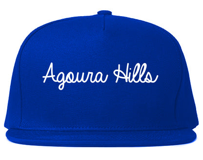 Agoura Hills California CA Script Mens Snapback Hat Royal Blue