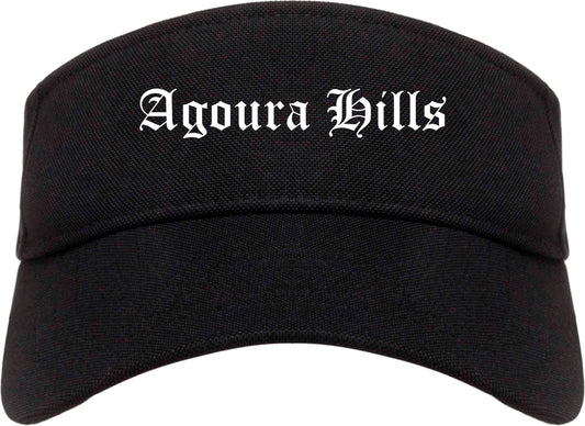 Agoura Hills California CA Old English Mens Visor Cap Hat Black