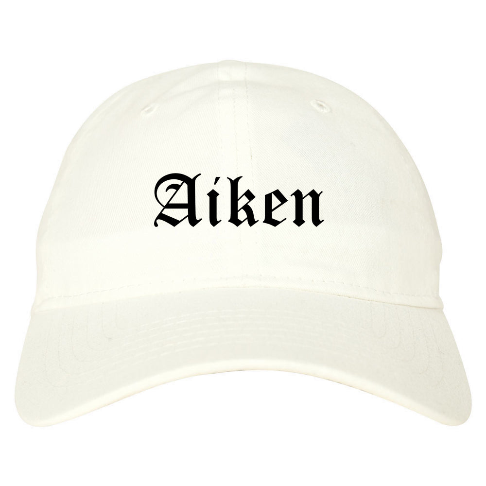 Aiken South Carolina SC Old English Mens Dad Hat Baseball Cap White