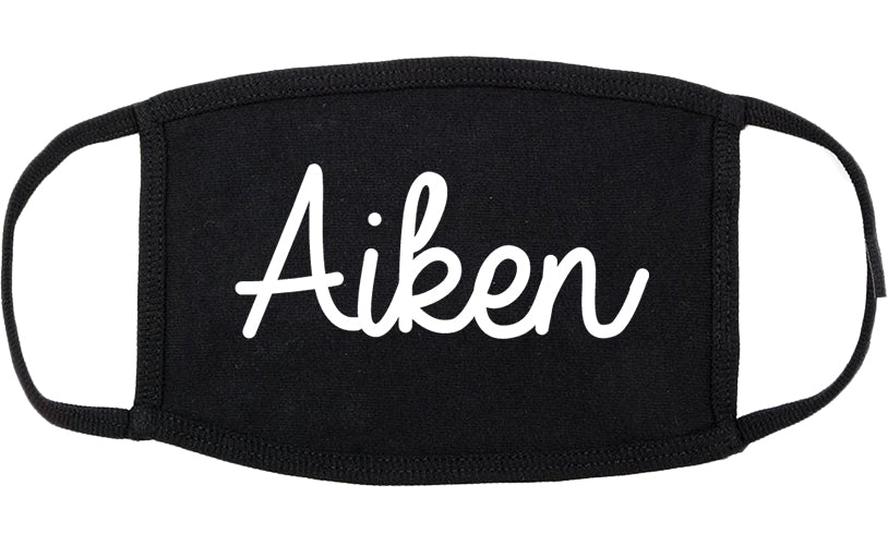 Aiken South Carolina SC Script Cotton Face Mask Black