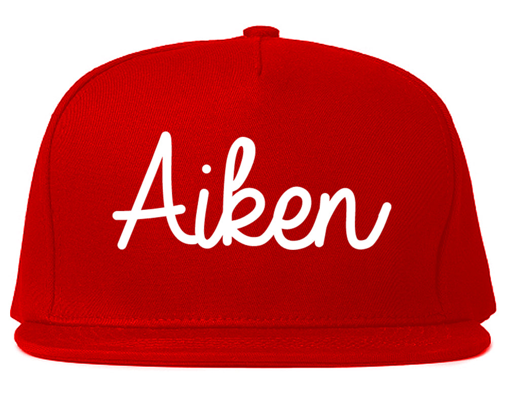 Aiken South Carolina SC Script Mens Snapback Hat Red