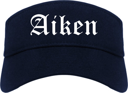 Aiken South Carolina SC Old English Mens Visor Cap Hat Navy Blue