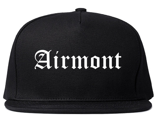 Airmont New York NY Old English Mens Snapback Hat Black