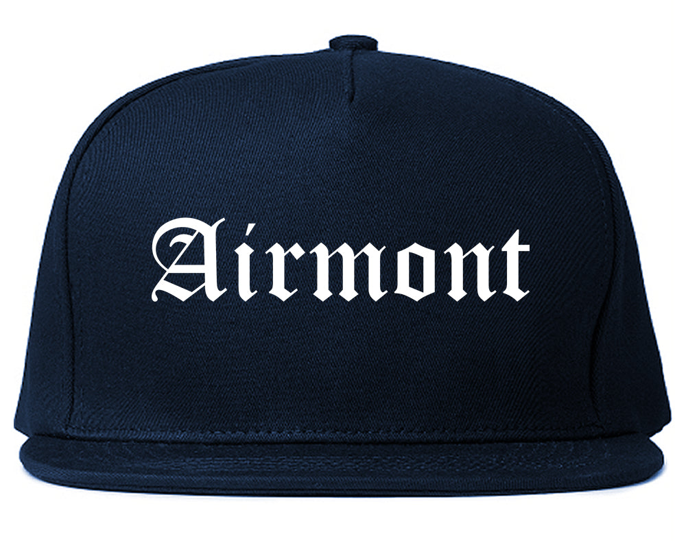 Airmont New York NY Old English Mens Snapback Hat Navy Blue