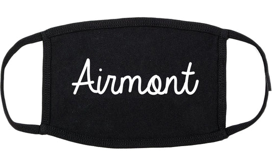 Airmont New York NY Script Cotton Face Mask Black