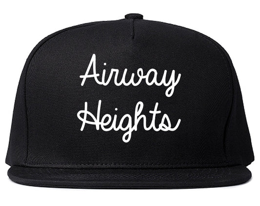 Airway Heights Washington WA Script Mens Snapback Hat Black