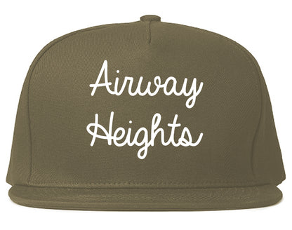 Airway Heights Washington WA Script Mens Snapback Hat Grey