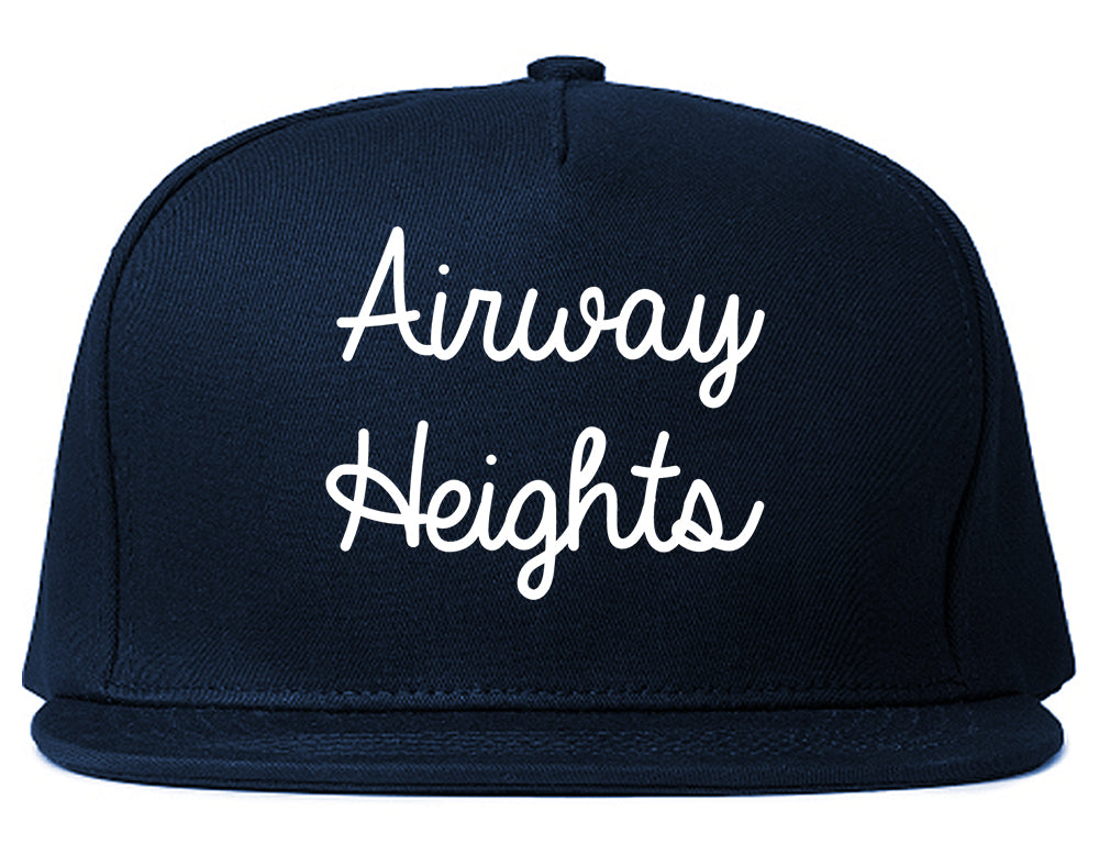 Airway Heights Washington WA Script Mens Snapback Hat Navy Blue
