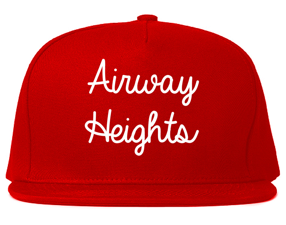 Airway Heights Washington WA Script Mens Snapback Hat Red