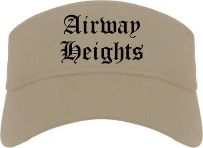Airway Heights Washington WA Old English Mens Visor Cap Hat Khaki