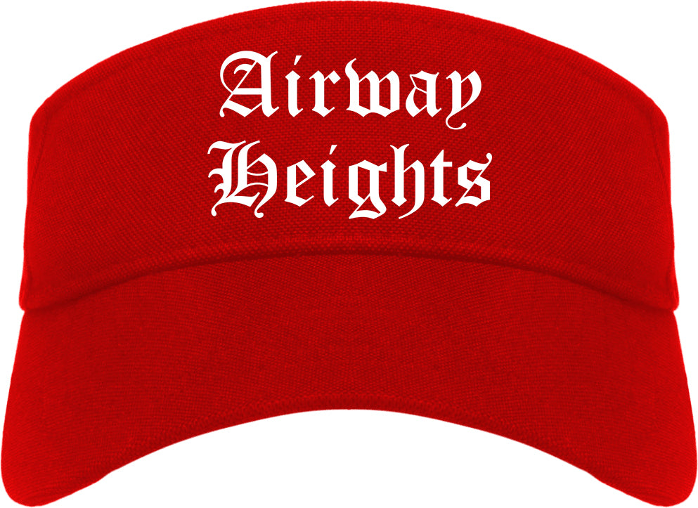 Airway Heights Washington WA Old English Mens Visor Cap Hat Red