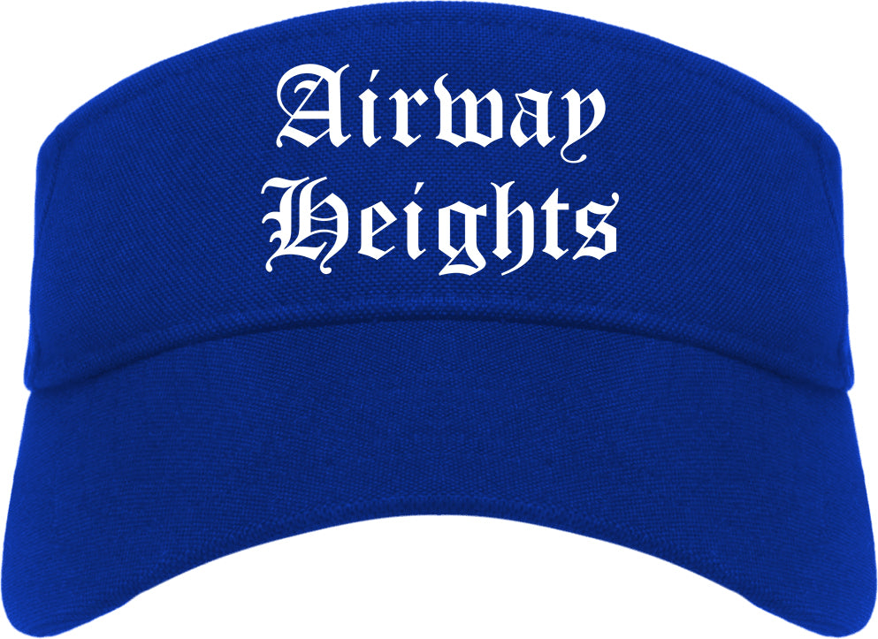 Airway Heights Washington WA Old English Mens Visor Cap Hat Royal Blue