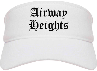Airway Heights Washington WA Old English Mens Visor Cap Hat White