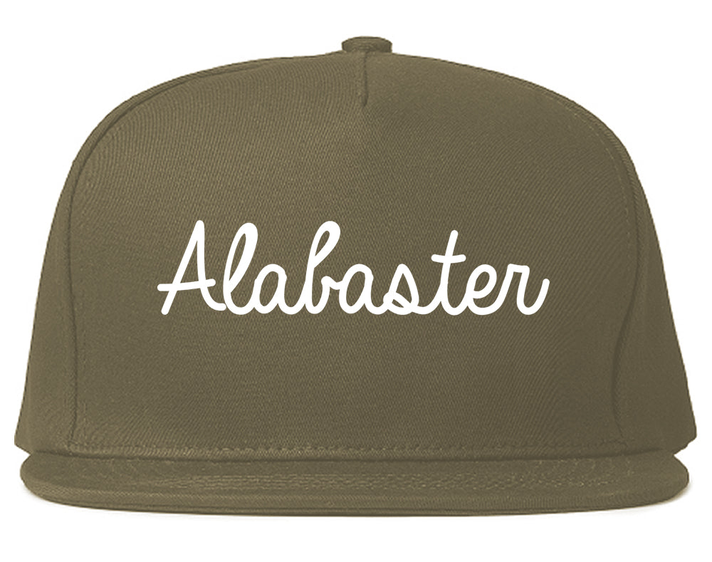 Alabaster Alabama AL Script Mens Snapback Hat Grey