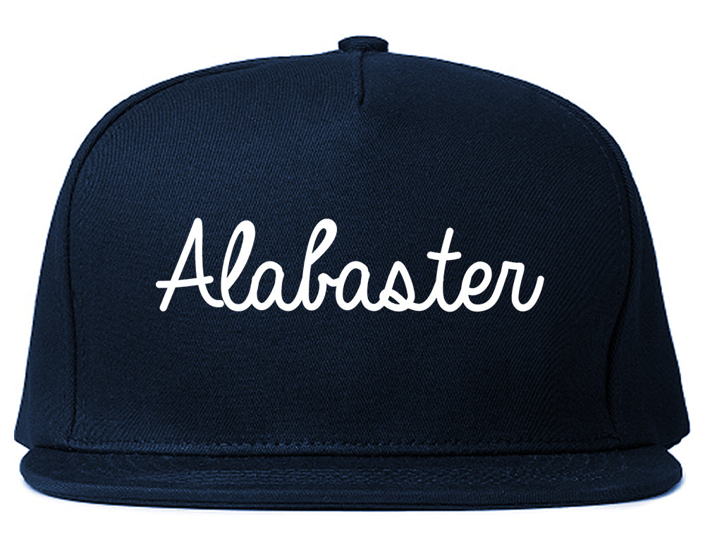 Alabaster Alabama AL Script Mens Snapback Hat Navy Blue