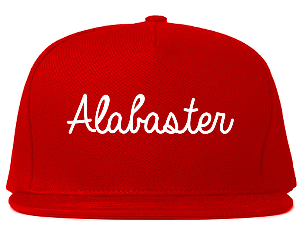 Alabaster Alabama AL Script Mens Snapback Hat Red