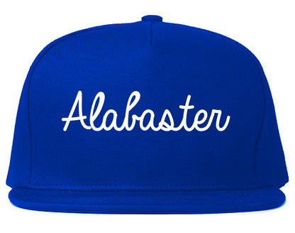 Alabaster Alabama AL Script Mens Snapback Hat Royal Blue