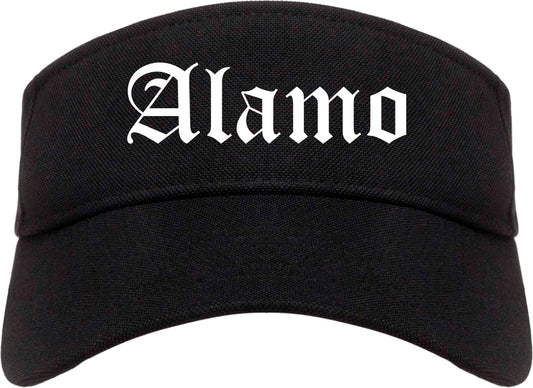 Alamo Texas TX Old English Mens Visor Cap Hat Black
