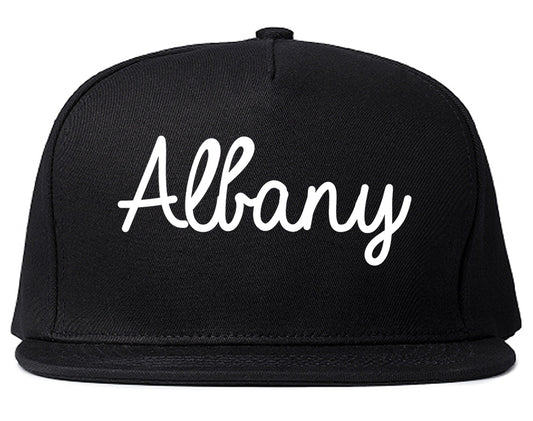 Albany New York NY Script Mens Snapback Hat Black