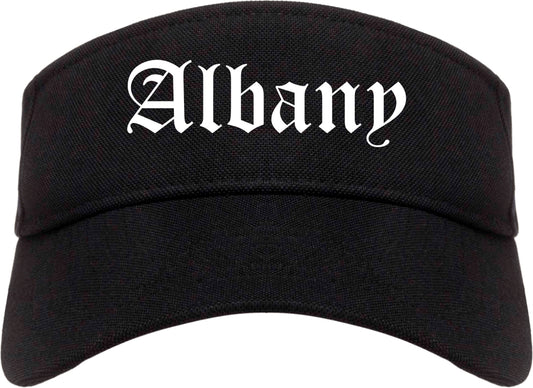 Albany New York NY Old English Mens Visor Cap Hat Black