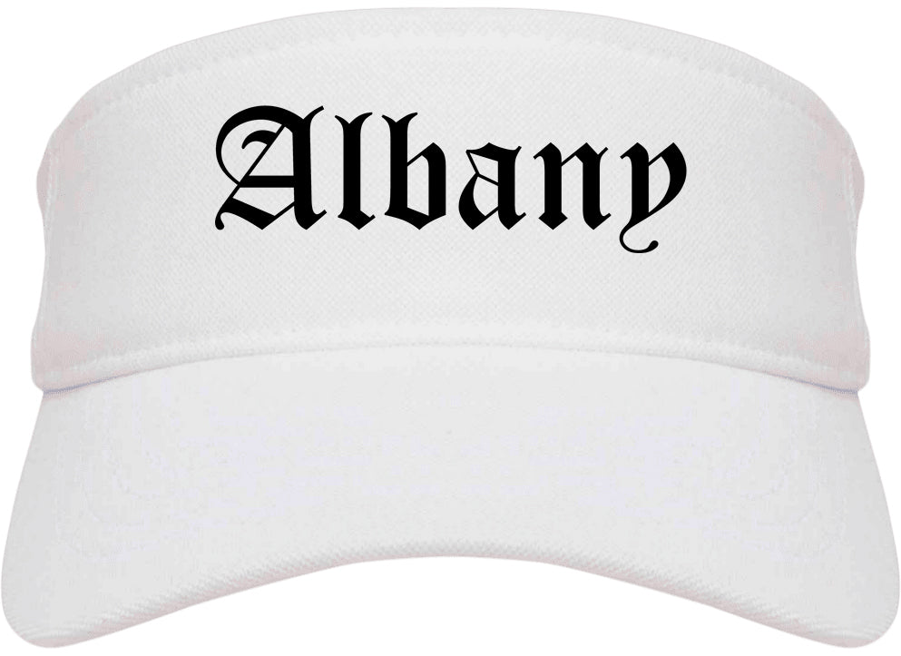 Albany New York NY Old English Mens Visor Cap Hat White