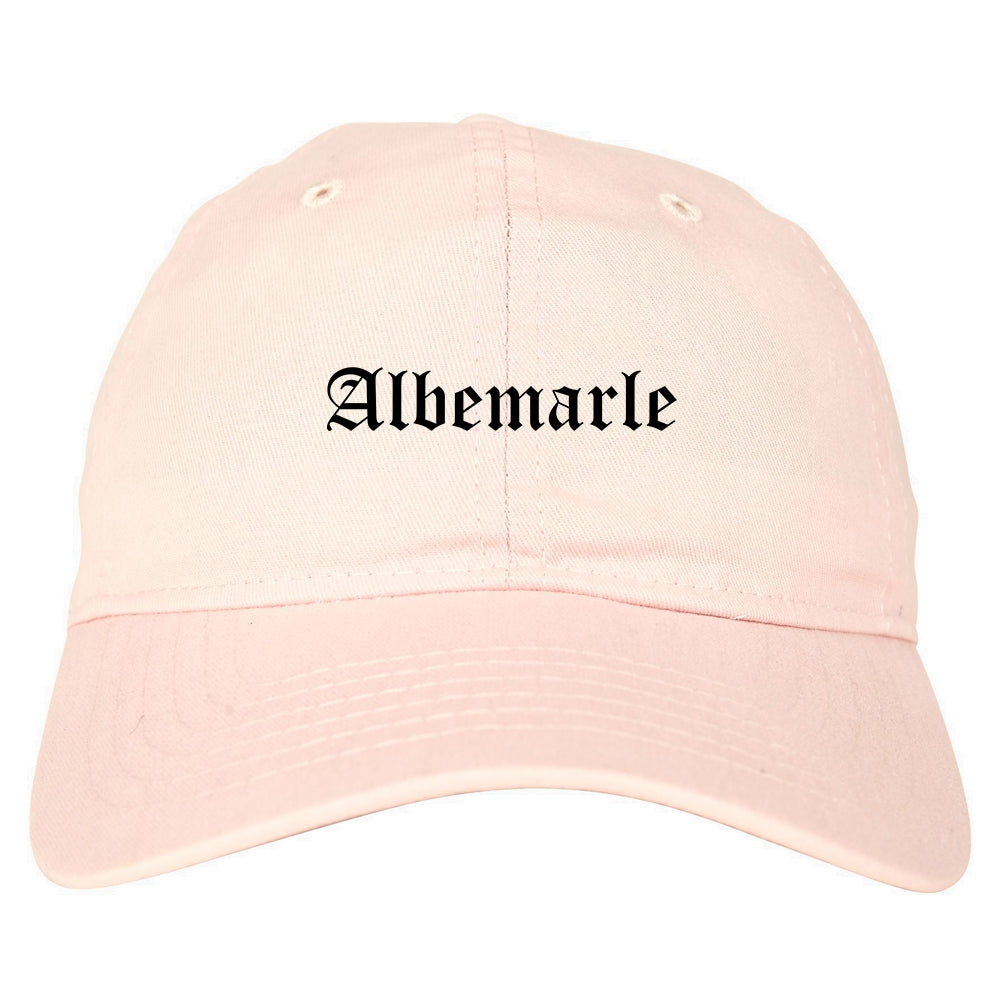 Albemarle North Carolina NC Old English Mens Dad Hat Baseball Cap Pink