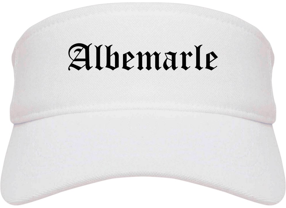 Albemarle North Carolina NC Old English Mens Visor Cap Hat White