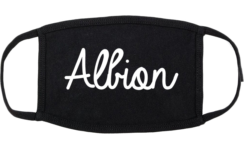 Albion Michigan MI Script Cotton Face Mask Black