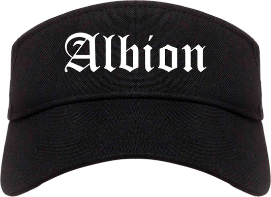 Albion Michigan MI Old English Mens Visor Cap Hat Black