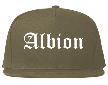 Albion New York NY Old English Mens Snapback Hat Grey
