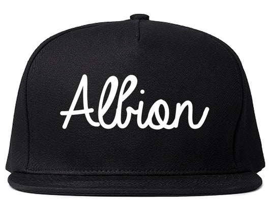Albion New York NY Script Mens Snapback Hat Black